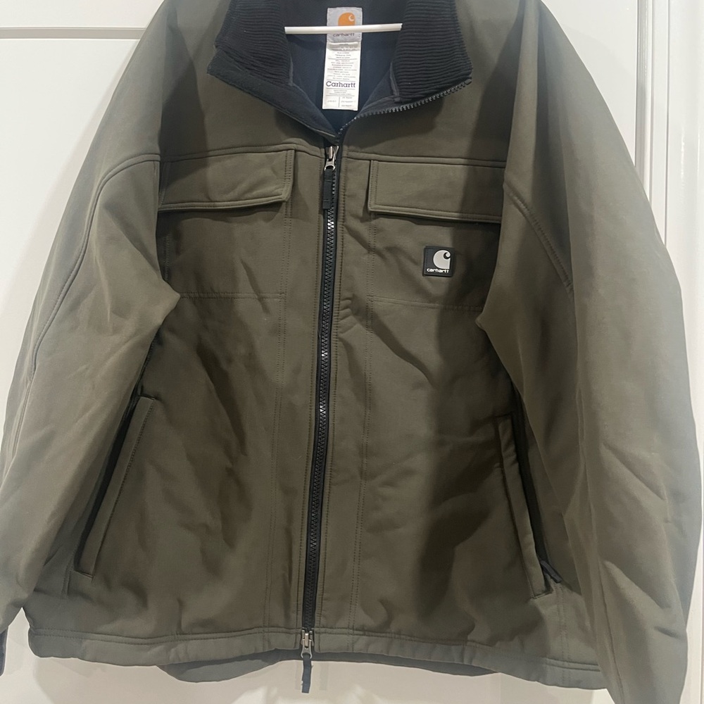 Carhartt Olive Field Zip Jacket with Ribbed Collar